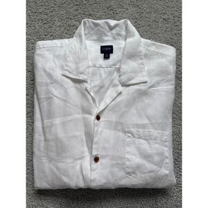 J.Crew short-sleeve slub cotton-linen blend camp-collar shirt White Size X-Large